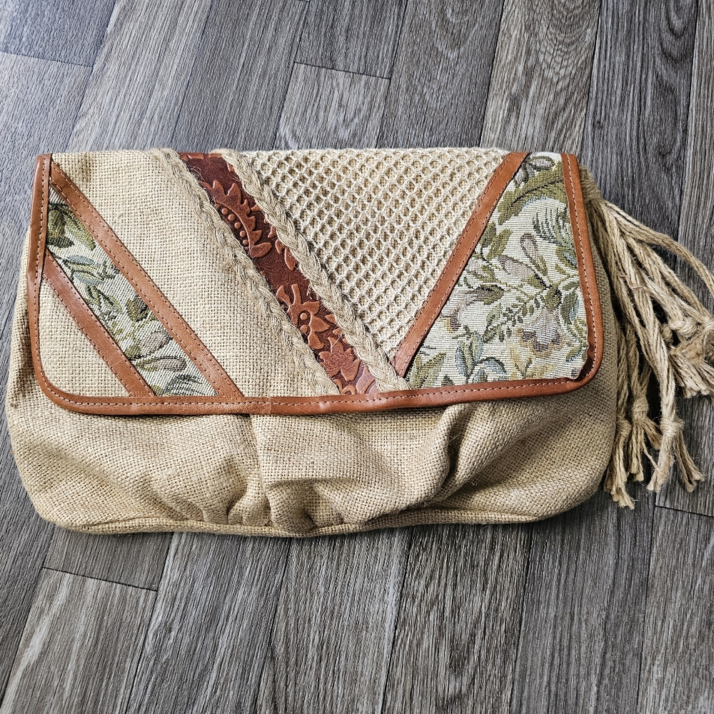 Vintage burlap purse